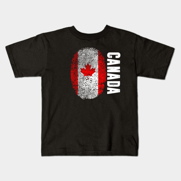 Canada Flag Fingerprint My Story DNA Canadian Kids T-Shirt by Your Culture & Merch